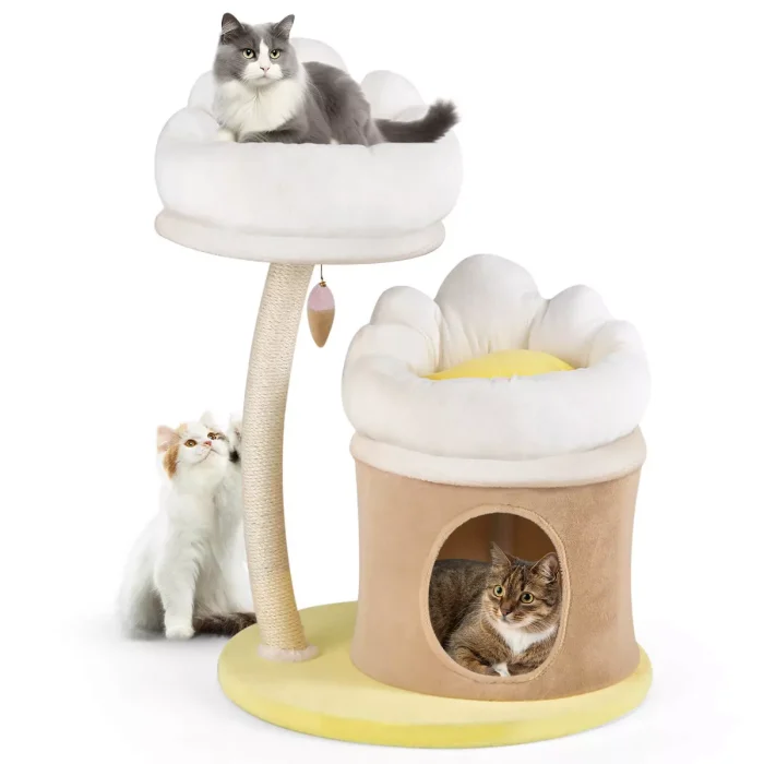 Cat Tree Indoor Cat Tower with Condo Sisal Scratching Post Washable Top Nest