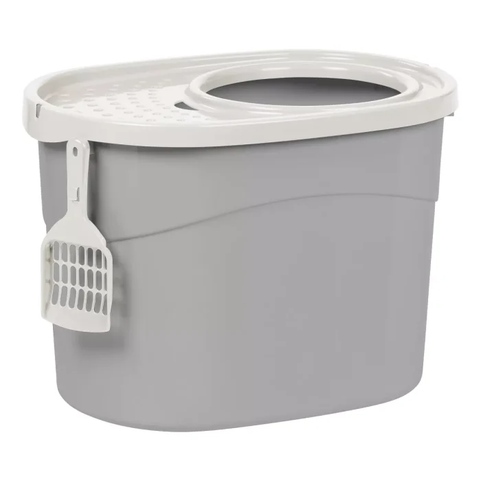Cat Litter Box with Litter Catching Lid, Privacy Walls and Scoop, Cat Pan