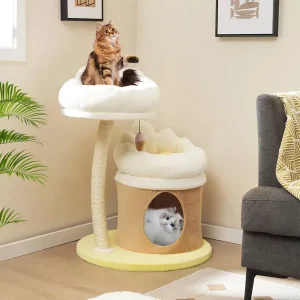 Cat Tree Indoor Cat Tower with Condo Sisal Scratching Post Washable Top Nest